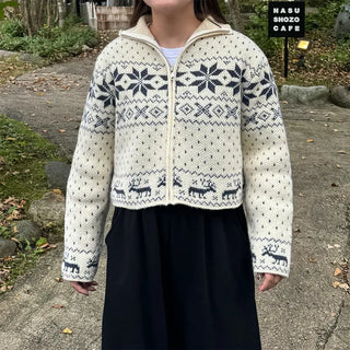 Snowflake Pattern Zip Knit