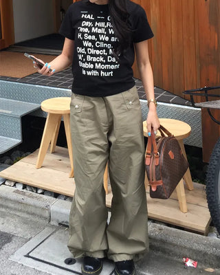 Long lettering half T-shirt