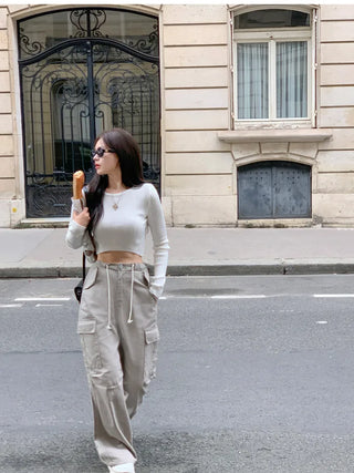 Cotton string cargo pants (3 colors)