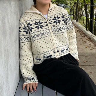 Snowflake Pattern Zip Knit