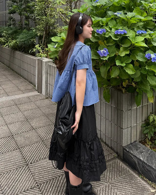 Frilled midi skirt