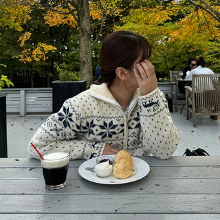 Snowflake Pattern Zip Knit