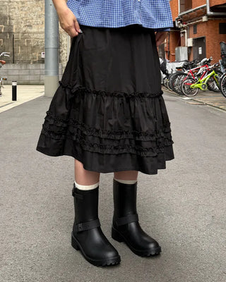 Frilled midi skirt