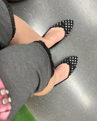 Polka dot almond toe pumps