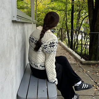Snowflake Pattern Zip Knit