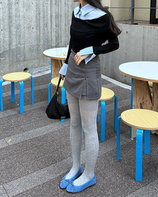 Ribbed simple tights