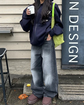 (Unisex) NY Unique Big Patch Zip-Up Hooded Parka