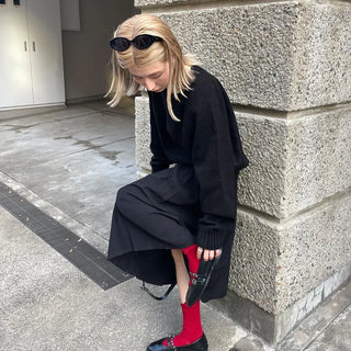 V-neck oversized knit