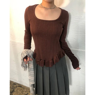 Frill Point Square Neck T-Shirt