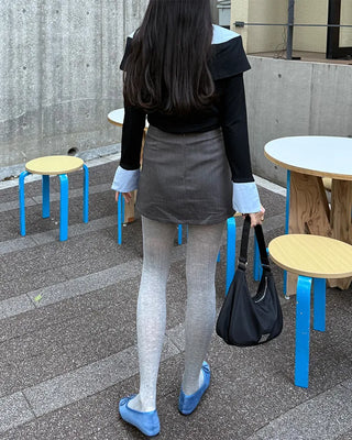 Shirt-layered off-shoulder blouse