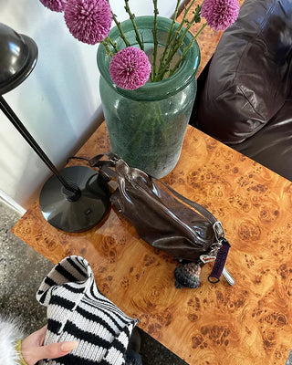 Vintage leather one-shoulder square bag
