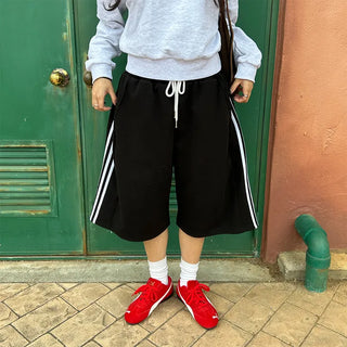 Waist drawstring Bermuda jersey pants