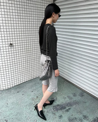 Waist frill capri pants