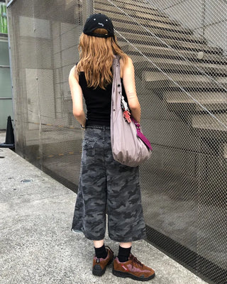 Camouflage flap pocket Bermuda denim pants