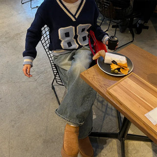 88 V-neck bicolor knit