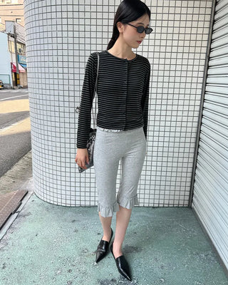 Waist frill capri pants