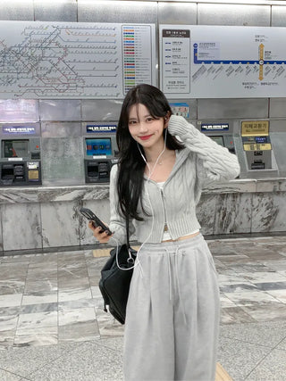 [3 colors] Pleated wide training pants