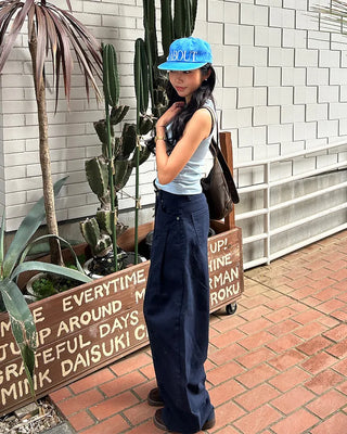 Unique yoke tuck balloon cotton pants