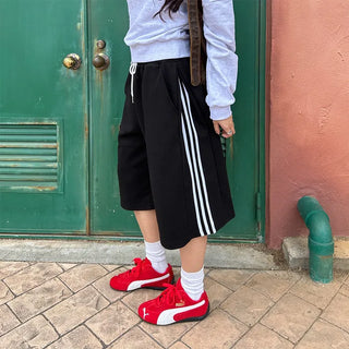 Waist drawstring Bermuda jersey pants