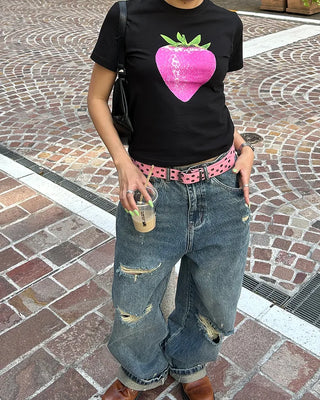[1st Re-release] (ORIGINAL) Strawberry Lettering Slim T-Shirt