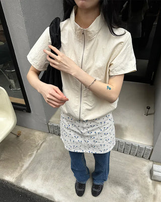Flower pattern cotton mini skirt