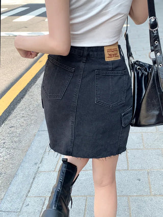 Pocket short-sleeved cropped shirt