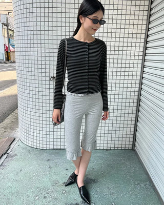 Waist frill capri pants