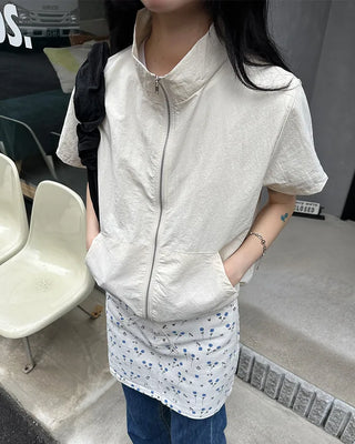 Flower pattern cotton mini skirt