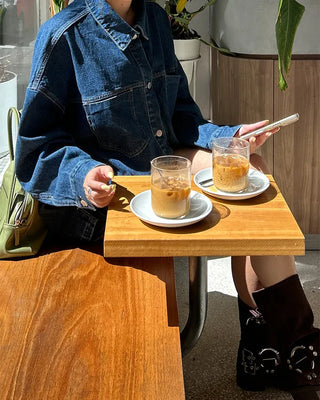 Bust patch pocket oversized denim jacket