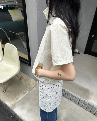Flower pattern cotton mini skirt