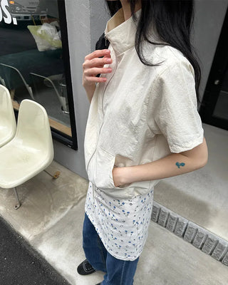 Flower pattern cotton mini skirt