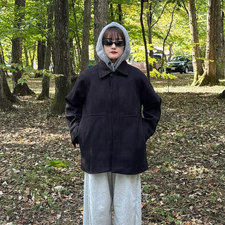 Single-button half coat