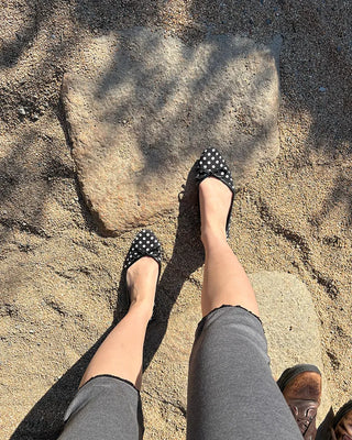 Polka dot almond toe pumps