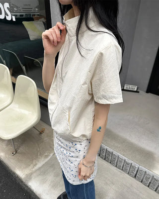 Flower pattern cotton mini skirt