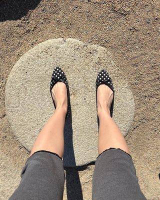 Polka dot almond toe pumps