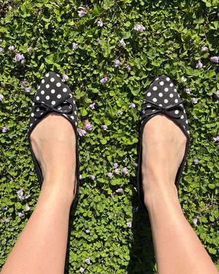 Polka dot almond toe pumps