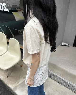 Flower pattern cotton mini skirt