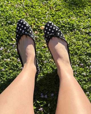 Polka dot almond toe pumps
