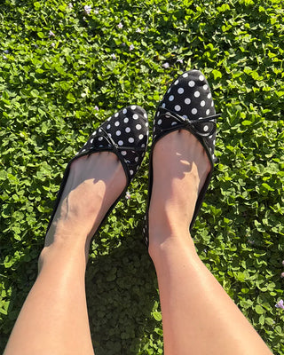 Polka dot almond toe pumps