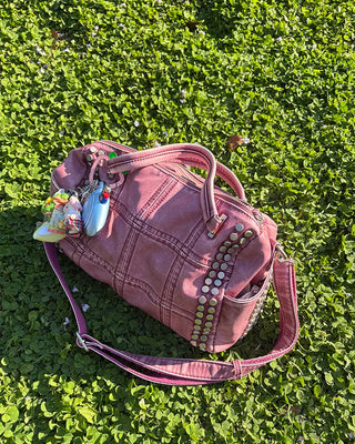 Block stitch double stud 2-way Boston bag
