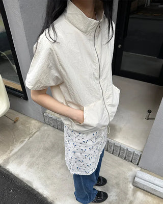 Flower pattern cotton mini skirt
