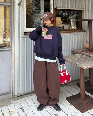 (Unisex) Brown Cotton Balloon Pants