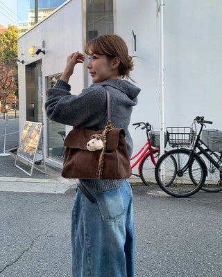 Suede gold buckle bag