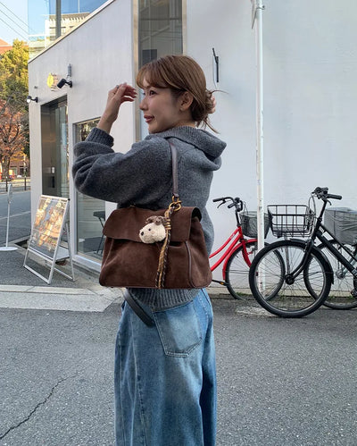 Suede gold buckle bag