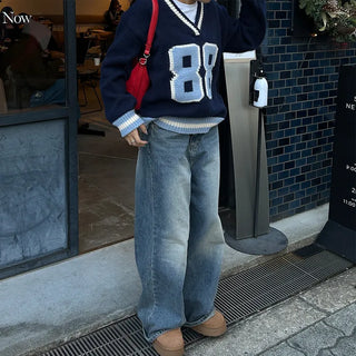 88 V-neck bicolor knit