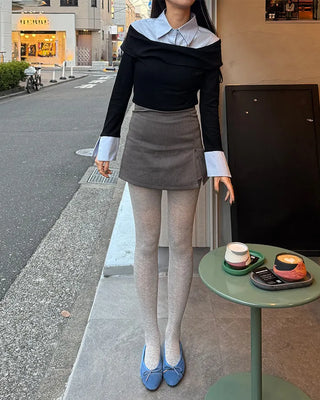 Ribbed simple tights