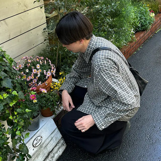 Oversized cotton check shirt