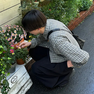 Oversized cotton check shirt