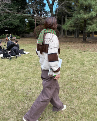 Brown cotton straight pants