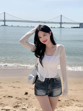 Summer slit collar cardigan (7 colors)